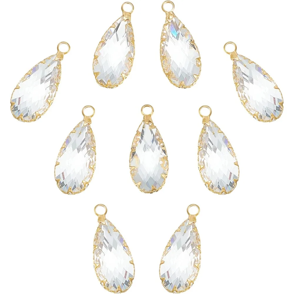 10 шт., 18 К, настоящее позолоченное латунное стекло, подвески-подвески, граненые подвески в форме капли для изготовления юбилейных ювелирных изделий
10 шт., 18 К, настоящее позолоченное латунное стекло, подвески-подвески, граненые подвески в форме капли для изготовления юбилейных ювелирных изделий