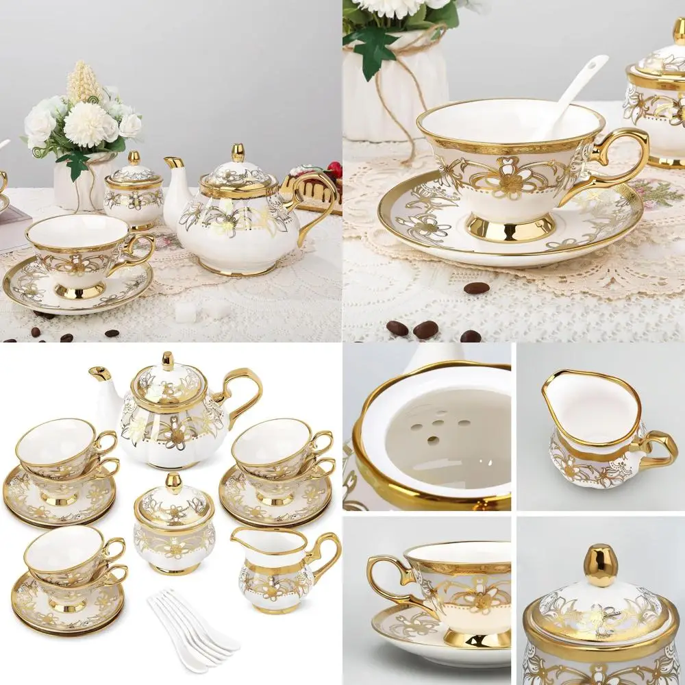 Элегантный фарфоровый чайный сервиз из 21 предмета с сахарницей, молочником, чашками и блюдцами, идеально подходит для королевских мероприятий и торжеств
Элегантный фарфоровый чайный сервиз из 21 предмета с сахарницей, молочником, чашками и блюдцами, идеально подходит для королевских мероприятий и торжеств