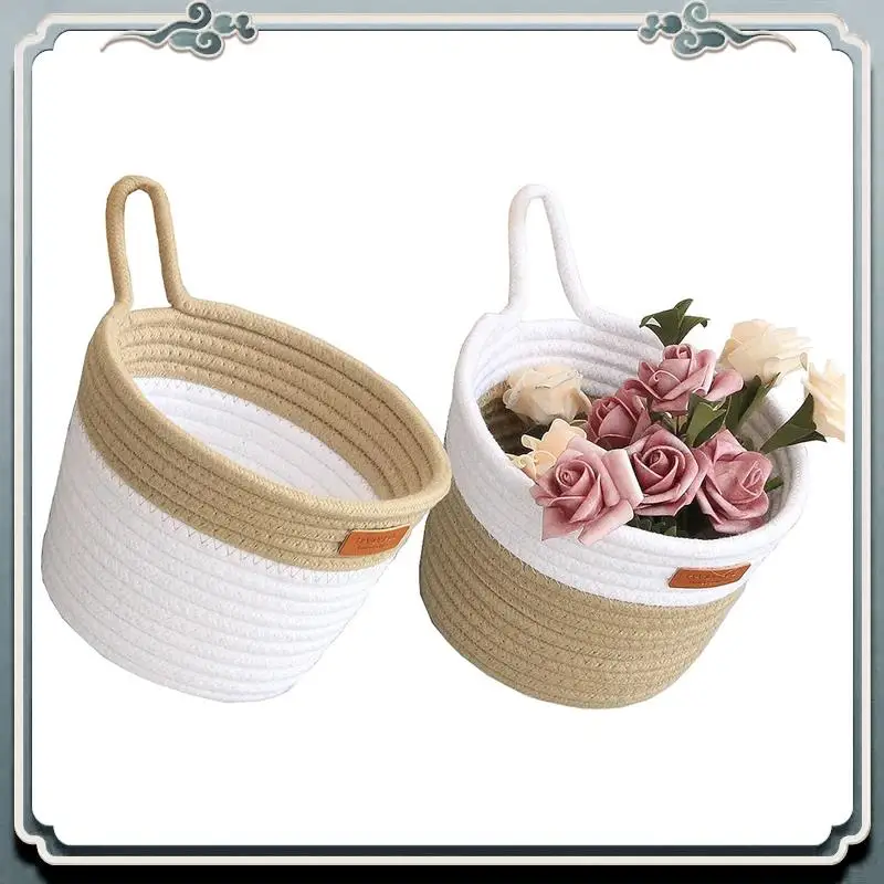 Durable Wall Hanging Basket Storage, Cotton Rope Woven Small Hanging Baskets With Handle Boho Home Decor Plant Basket (2 Pack) D
Durable Wall Hanging Basket Storage, Cotton Rope Woven Small Hanging Baskets With Handle Boho Home Decor Plant Basket (2 Pack) D