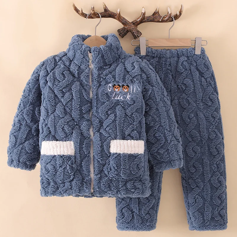 Kids Winter Thicken Warm Soft Flannel Pajamas Sets Cartoon Bear Stand Collar Cotton-Padded Sleepwear Boys Girls Casual Pyjamas
Kids Winter Thicken Warm Soft Flannel Pajamas Sets Cartoon Bear Stand Collar Cotton-Padded Sleepwear Boys Girls Casual Pyjamas