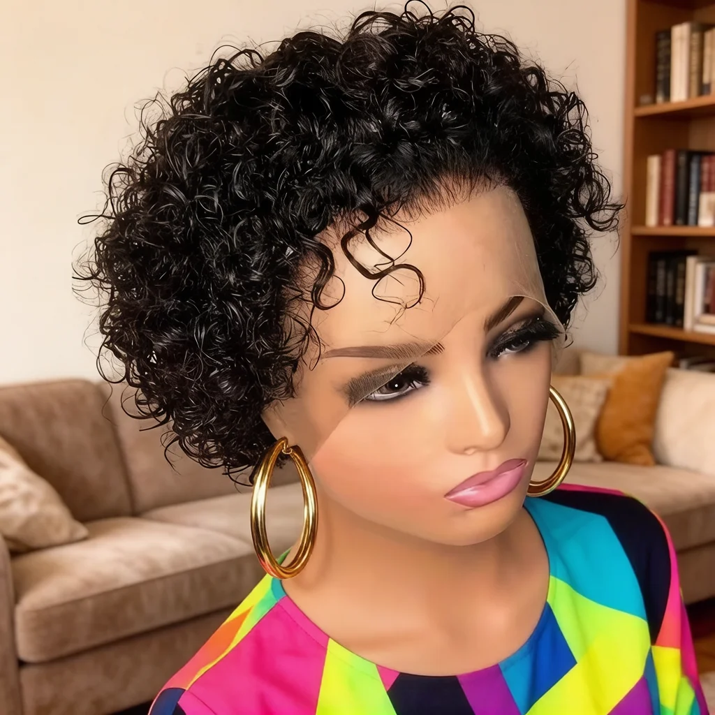13x1 Lace Short Curly Human Hair Wig, Pixie Cut Pre-Plucked Natural Black Wig for African American Women
13x1 Lace Short Curly Human Hair Wig, Pixie Cut Pre-Plucked Natural Black Wig for African American Women