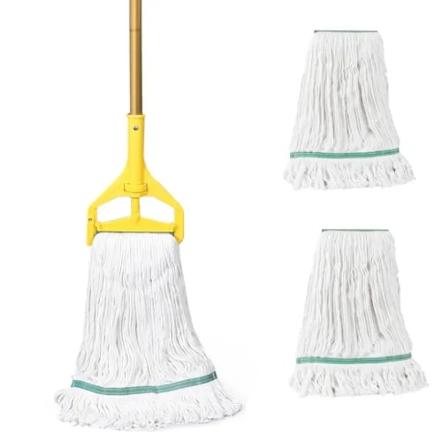 Commercial Industrial Heavy Duty Mop with Two Extra Replacement Mop Head, 60" Long Handle Looped-End String Wet Cotton Mops for
Commercial Industrial Heavy Duty Mop with Two Extra Replacement Mop Head, 60" Long Handle Looped-End String Wet Cotton Mops for