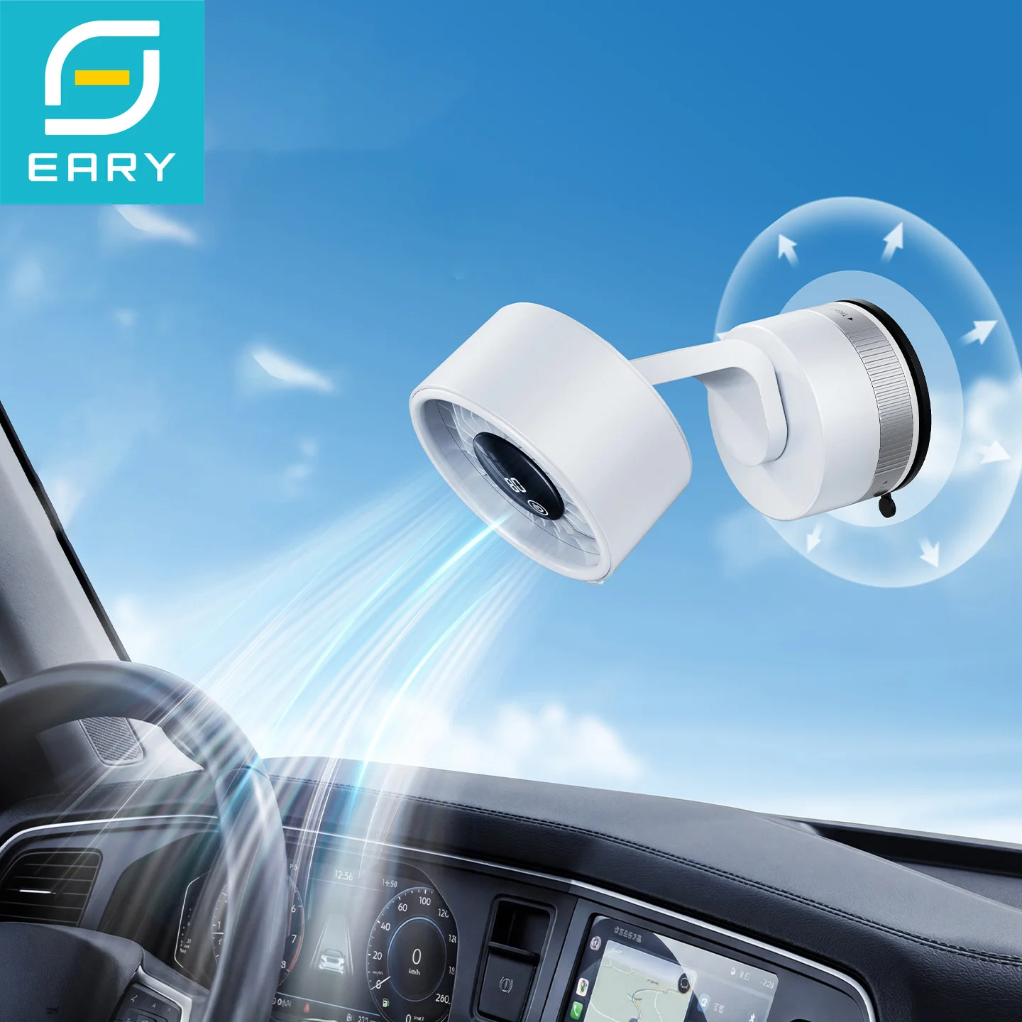 Eary Car Suction Cup Fan for Window Windshield 4000mAh Portable USB Rechargeable Vehicle Ventilator 5 Speeds Quiet Cooling Fans
Eary Car Suction Cup Fan for Window Windshield 4000mAh Portable USB Rechargeable Vehicle Ventilator 5 Speeds Quiet Cooling Fans