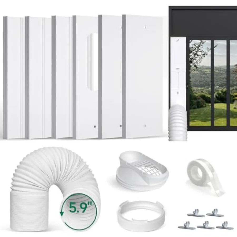 Upgraded Portable Air Conditioner Window Vent Kit, With 5.9 Exhaust Hose, 6 Slide Seal Plates, Universal Coupler, Adjustable AC
Upgraded Portable Air Conditioner Window Vent Kit, With 5.9 Exhaust Hose, 6 Slide Seal Plates, Universal Coupler, Adjustable AC