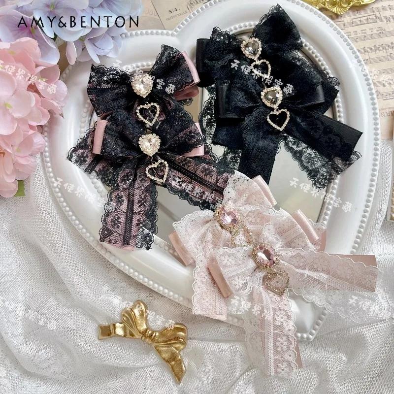 Original Mine Series Mass-Produced Japanese Exquisite Heart Lace Pearl Rhinestone Pendant Bow Hair Clip Lolita Hair Accessories
Original Mine Series Mass-Produced Japanese Exquisite Heart Lace Pearl Rhinestone Pendant Bow Hair Clip Lolita Hair Accessories