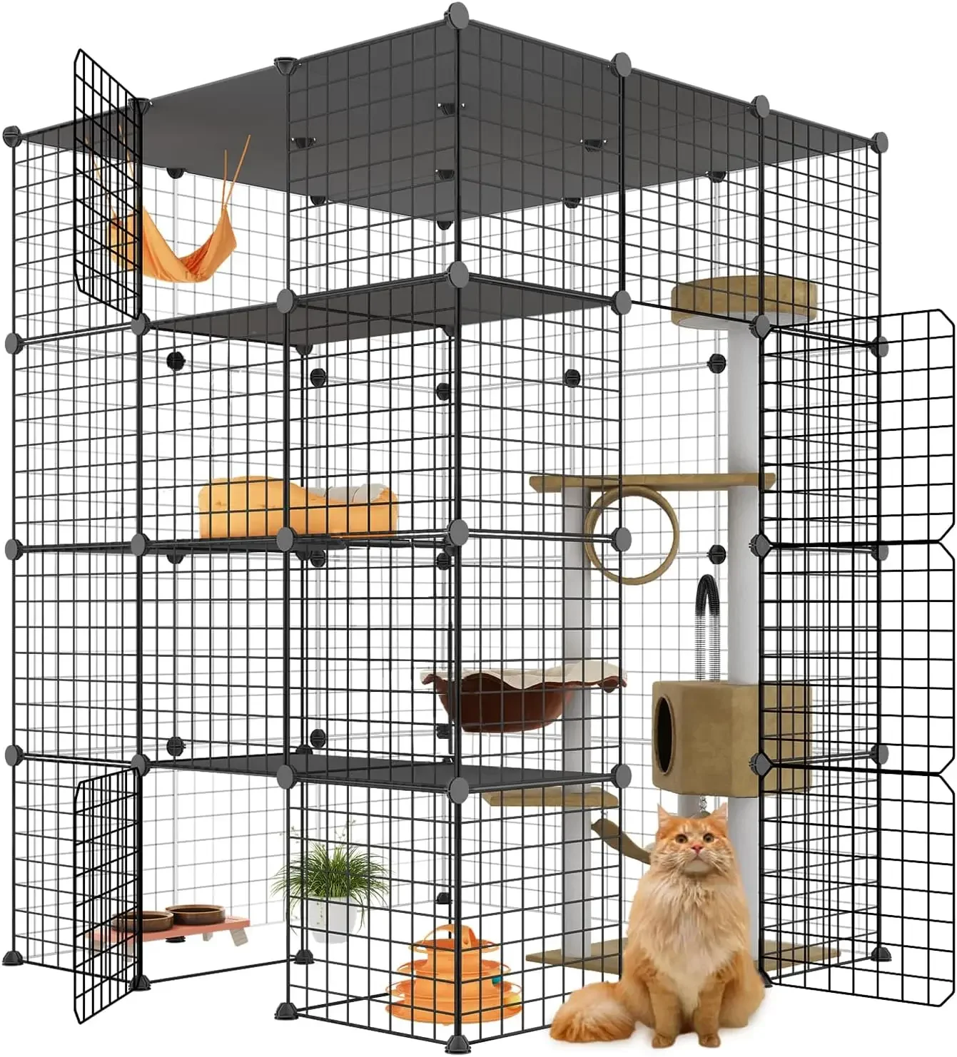 Large Cat Cage, Enclosures Indoor with Balcony, DIY Playpen Detachable Metal Wire Kennels Crate 3x3x4 Large
Large Cat Cage, Enclosures Indoor with Balcony, DIY Playpen Detachable Metal Wire Kennels Crate 3x3x4 Large