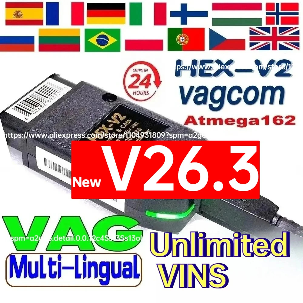 NEW V26.3 For VAG COM FOR Hex Atmega162 V2 OBD2 Diagnostic Tool Cable Multi-Language For VCDSVAGCOM For Audi SKODA VW Car
NEW V26.3 For VAG COM FOR Hex Atmega162 V2 OBD2 Diagnostic Tool Cable Multi-Language For VCDSVAGCOM For Audi SKODA VW Car