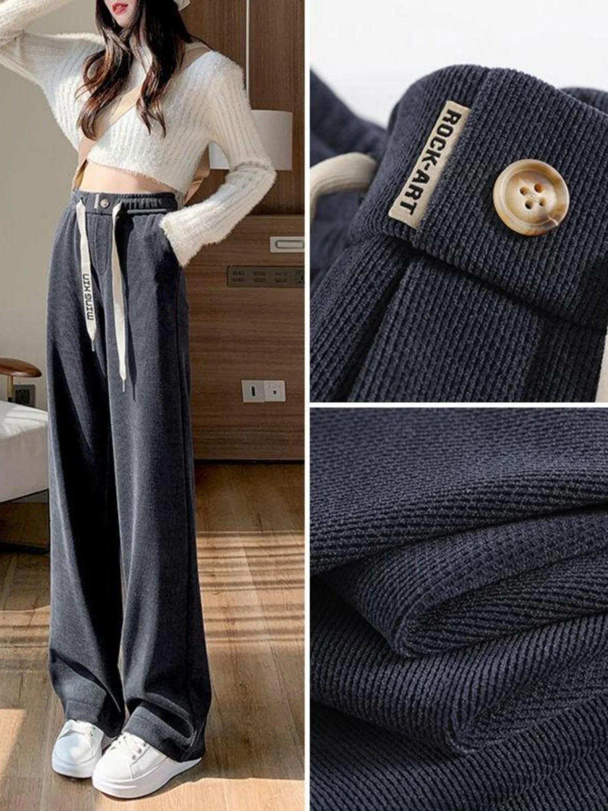 High Waist Fleece Lined Corduroy Wide Leg Pants Women's Casual Trousers Autumn Winter New Style Elegant Drapey Short plus Size
High Waist Fleece Lined Corduroy Wide Leg Pants Women's Casual Trousers Autumn Winter New Style Elegant Drapey Short plus Size