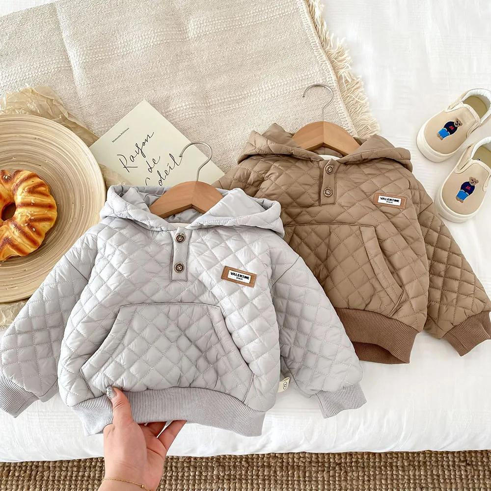 Fashion Solid Hooded Pullover Winter Padded Coat For Baby Boys 0-5 Years Children Casual Fleece Thick Warm Kids Cotton Clothes
Fashion Solid Hooded Pullover Winter Padded Coat For Baby Boys 0-5 Years Children Casual Fleece Thick Warm Kids Cotton Clothes