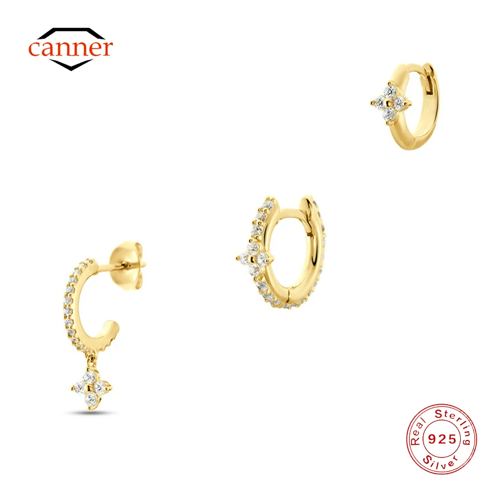CANNER 3PCS Four Leaf Clover Flowers Zircon 925 Sterling Silver Hoop Earrings Set For Women 18K Gold Ins Minimalist Earrings
CANNER 3PCS Four Leaf Clover Flowers Zircon 925 Sterling Silver Hoop Earrings Set For Women 18K Gold Ins Minimalist Earrings