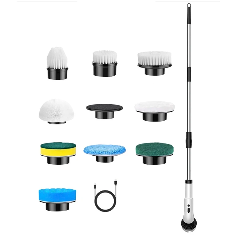 9 Replaceable Brush Heads Electric Scrubber Cordless Cleaning Brush With IPX7 Waterproof Adjustable & Detachable Long Handle
9 Replaceable Brush Heads Electric Scrubber Cordless Cleaning Brush With IPX7 Waterproof Adjustable & Detachable Long Handle