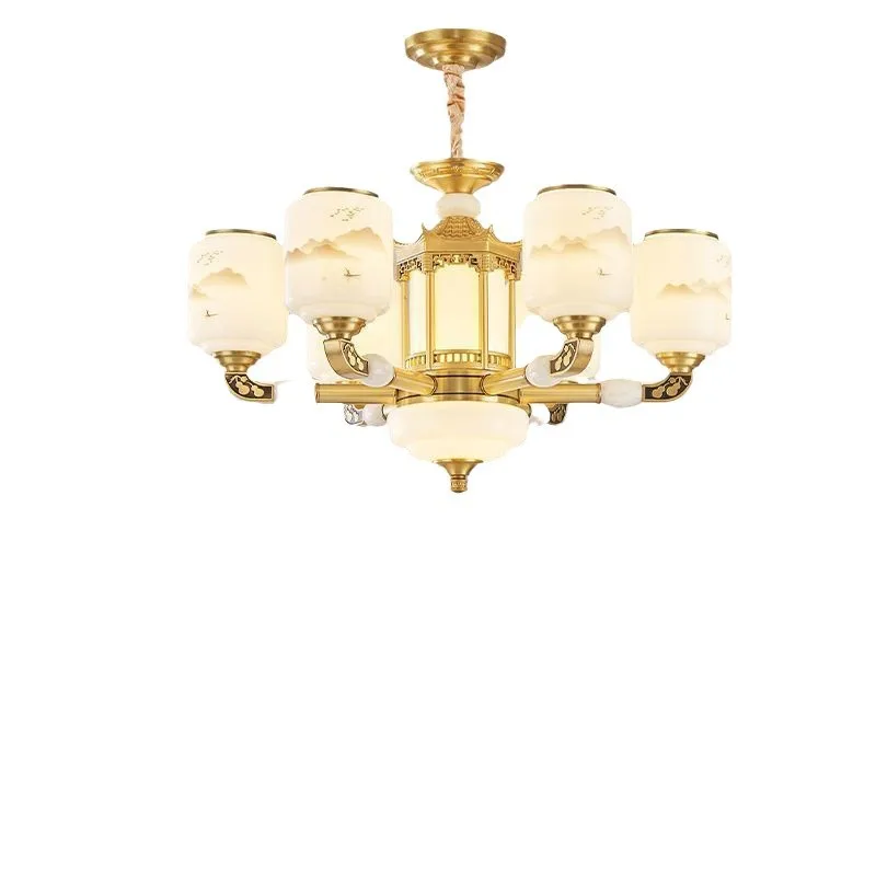 New Chinese style all copper chandelier, new high end Chinese style lamps in the main hall of the living room
New Chinese style all copper chandelier, new high end Chinese style lamps in the main hall of the living room