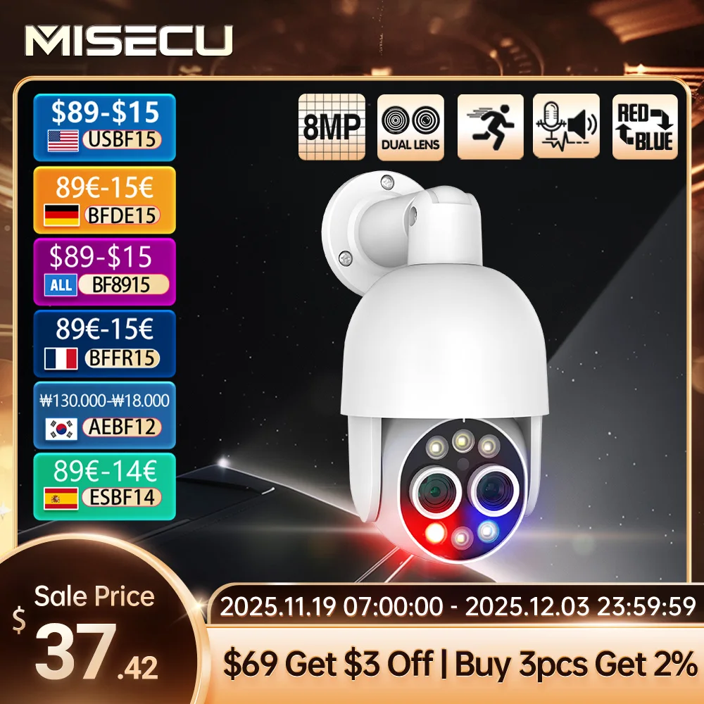 MISECU 4K PTZ 8X Гибридный зум 2,8 мм 12 мм Двойной объектив POE IP-камера 8MP Открытая камера безопасности с автоматическим отслеживанием человека Цветная ночная камера
MISECU 4K PTZ 8X Гибридный зум 2,8 мм 12 мм Двойной объектив POE IP-камера 8MP Открытая камера безопасности с автоматическим отслеживанием человека Цветная ночная камера