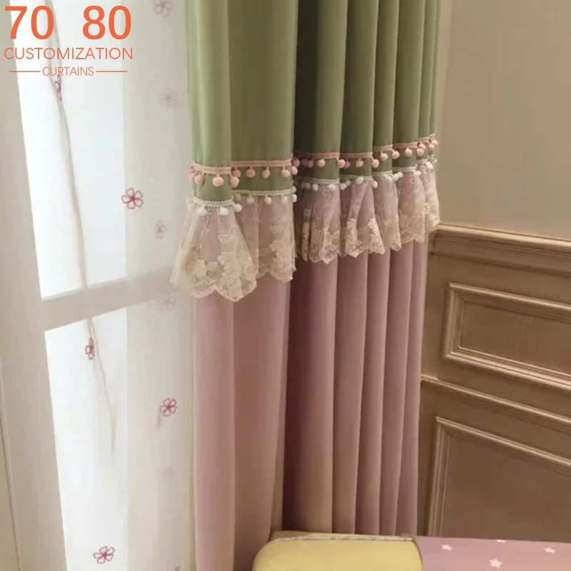 Korean Style Cotton Linen Pink Green Splicing Children's Room Curtains for Living Room Bedroom Floor To Ceiling Bay Windows
Korean Style Cotton Linen Pink Green Splicing Children's Room Curtains for Living Room Bedroom Floor To Ceiling Bay Windows