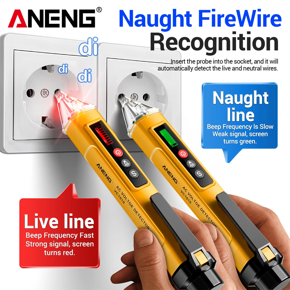 12~1000V Voltage Induction Pen ANENG VC1010 Digital High Sensitivity Non-Contact Find Breakpoint Electrician/Household Tester
12~1000V Voltage Induction Pen ANENG VC1010 Digital High Sensitivity Non-Contact Find Breakpoint Electrician/Household Tester