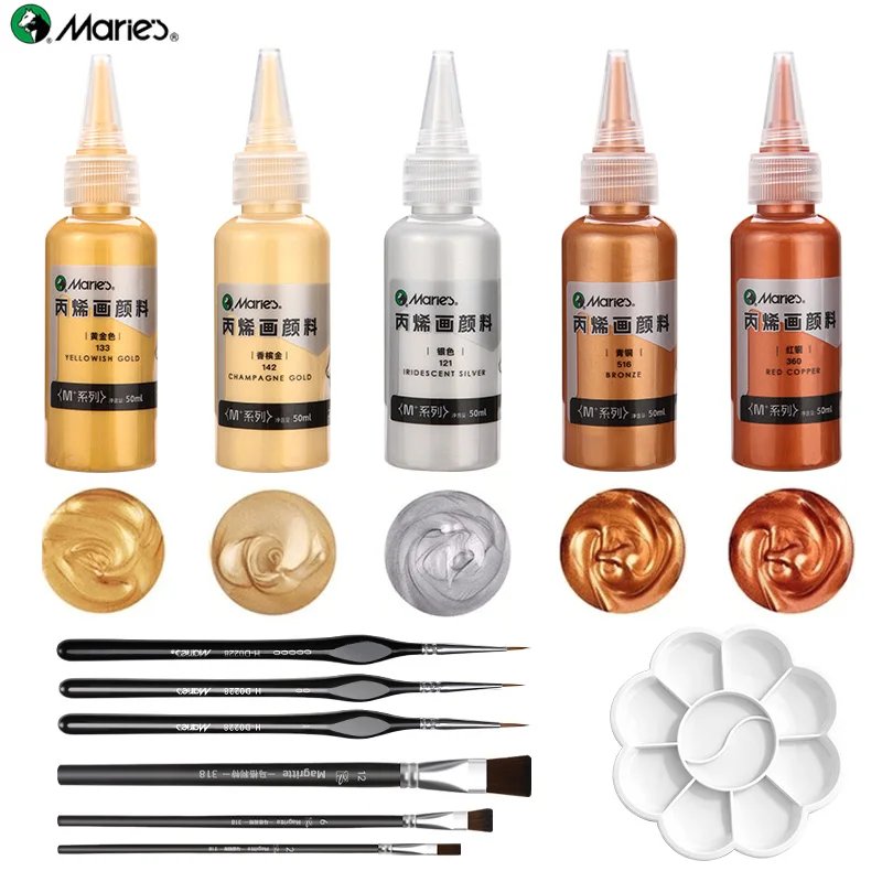 Marie's 12pcs Metallic/Pearl Acrylic Paint,Shiny Pigments with 7pcs Detail & Flat Paint Brushes, Palette for DIY,Wood,Glass(50ml
Marie's 12pcs Metallic/Pearl Acrylic Paint,Shiny Pigments with 7pcs Detail & Flat Paint Brushes, Palette for DIY,Wood,Glass(50ml