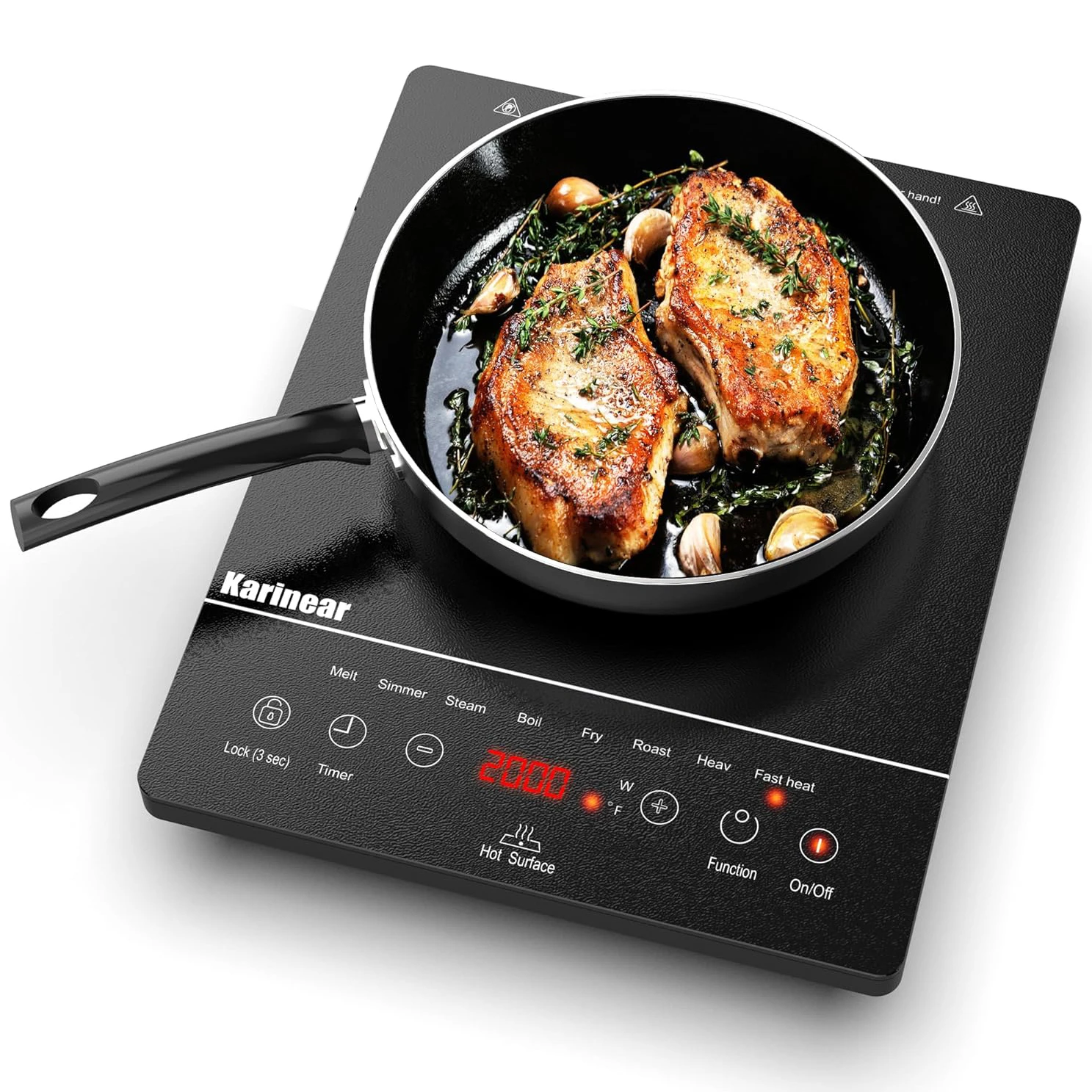 Karinear Portable Ceramic Hob for ALL Cookware, Pulg in Single Electric Hob with 4-Hour Timer, 9 Power Levels Up to 2000W
Karinear Portable Ceramic Hob for ALL Cookware, Pulg in Single Electric Hob with 4-Hour Timer, 9 Power Levels Up to 2000W