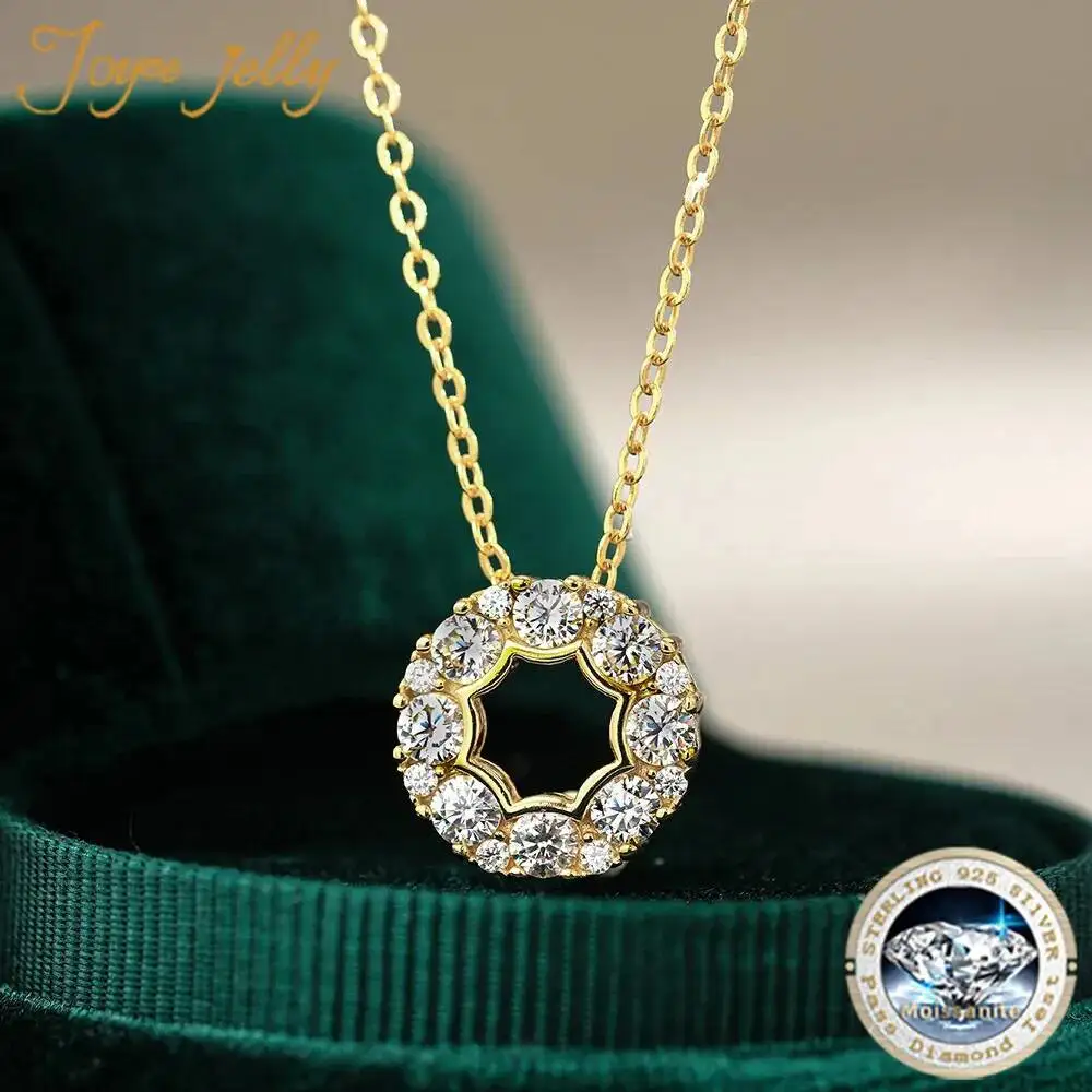 JoyceJelly Luxury 14K Gold Full Moissanite Diamond Necklace Round Pendant collarbone chain for Women Wedding Fine Jewelry Gift
JoyceJelly Luxury 14K Gold Full Moissanite Diamond Necklace Round Pendant collarbone chain for Women Wedding Fine Jewelry Gift