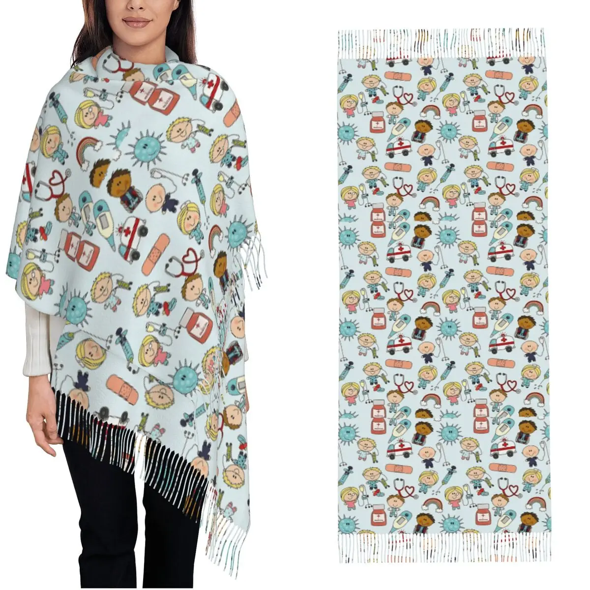 Hospital Medical Themed Print Scarf Men Women Head Scarves with Long Tassel Autumn Casual Shawl Wraps Keep Warm Custom Foulard
Hospital Medical Themed Print Scarf Men Women Head Scarves with Long Tassel Autumn Casual Shawl Wraps Keep Warm Custom Foulard