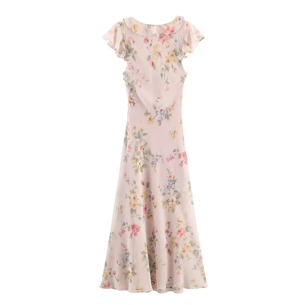 Hot Selling Women Pink Floral Print Long Dress Ruffle Edge Design V Neck Elegant Casual Daily Party Holiday Dresses For Ladies
Hot Selling Women Pink Floral Print Long Dress Ruffle Edge Design V Neck Elegant Casual Daily Party Holiday Dresses For Ladies