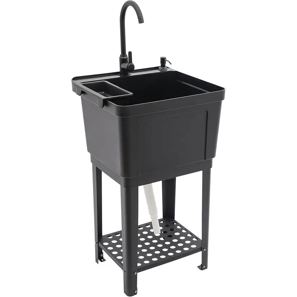 Space-Saving Plastic Laundry Sink with Hot/Cold Faucet and Storage, Compact for Laundry Rooms, Garages, Pet Wash Stations, 19.7x
Space-Saving Plastic Laundry Sink with Hot/Cold Faucet and Storage, Compact for Laundry Rooms, Garages, Pet Wash Stations, 19.7x