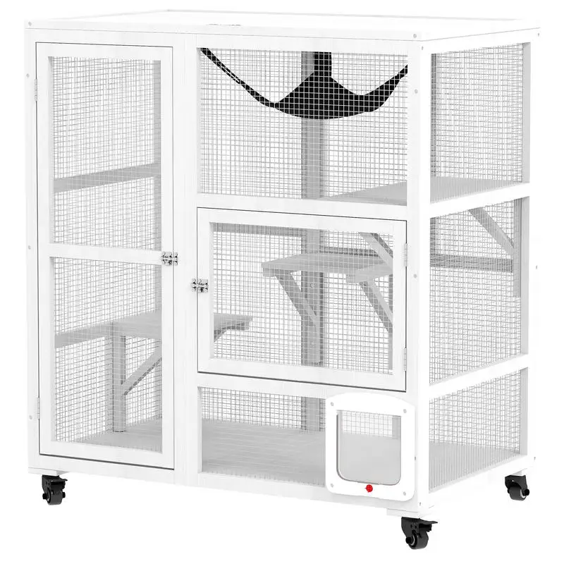 Cat House, Indoor Cat Enclosure on Wheels with Openable Top, 39", White
Cat House, Indoor Cat Enclosure on Wheels with Openable Top, 39", White