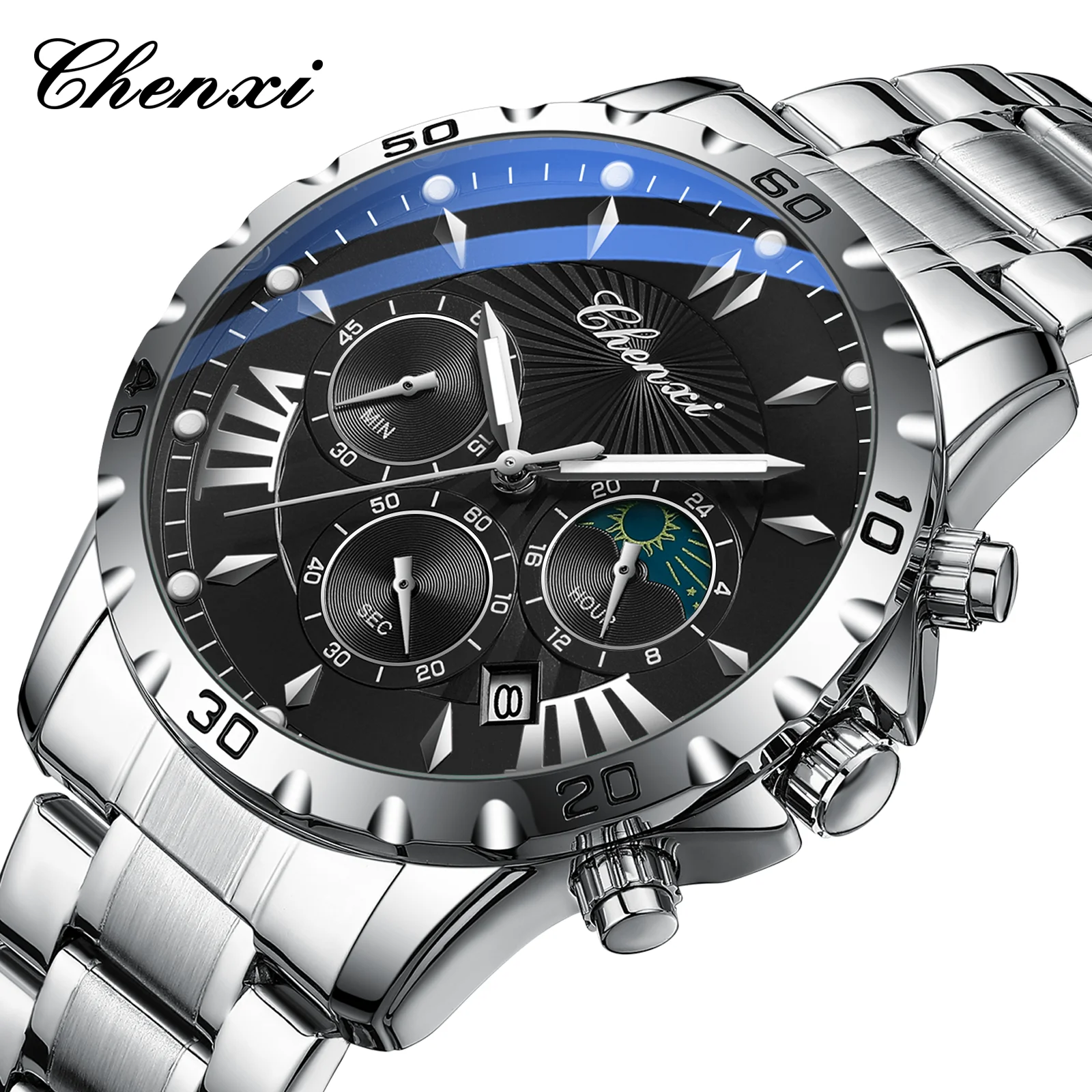 NEW 2025 CHENXI Watches for Mens Fashions Sports Multifunctional Waterproof Luminous Timing Stainless Steel Strap Wristwatches
NEW 2025 CHENXI Watches for Mens Fashions Sports Multifunctional Waterproof Luminous Timing Stainless Steel Strap Wristwatches