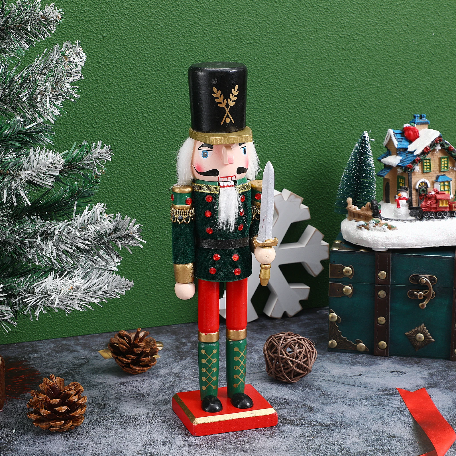 Nutcracker Adornment 30CM Decorative Item Christmas Green Soldier Figure Lovely Puppet Desktop Ornament
Nutcracker Adornment 30CM Decorative Item Christmas Green Soldier Figure Lovely Puppet Desktop Ornament