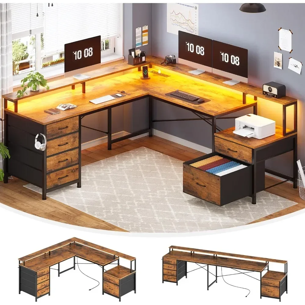 L Shaped Desk with Drawer, Home Office Desk with File Drawer & Power Outlet, Corner Computer Desk with Monitor Shelf
L Shaped Desk with Drawer, Home Office Desk with File Drawer & Power Outlet, Corner Computer Desk with Monitor Shelf