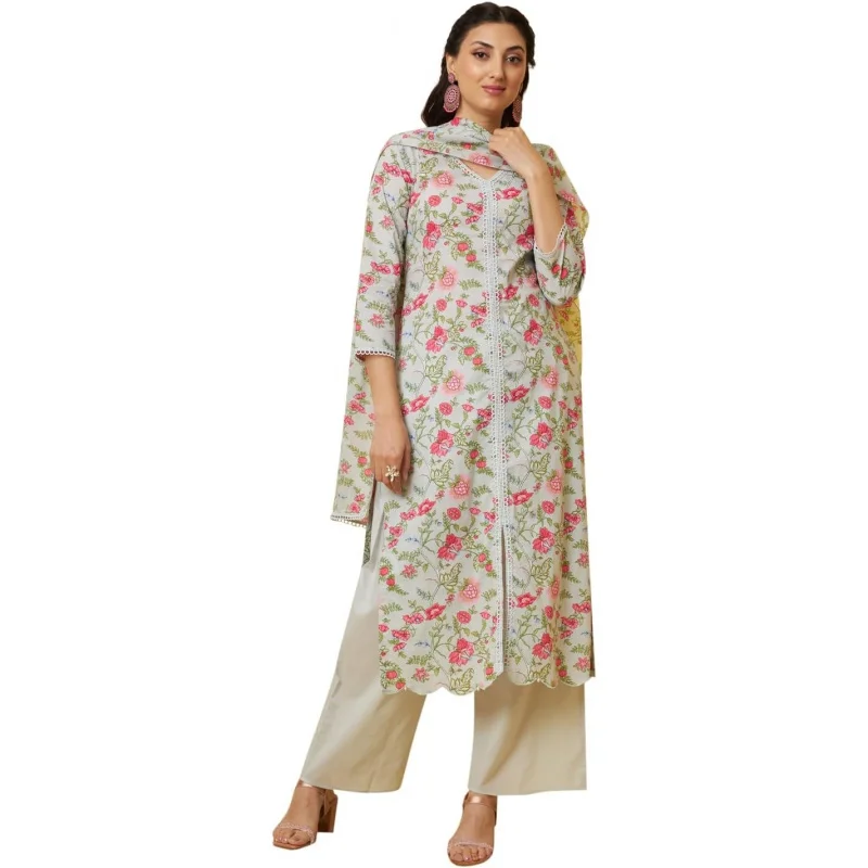 Women's Floral Printed Pure Cotton Kurta & Palazzo With Dupatta | Indian women kurta set
Women's Floral Printed Pure Cotton Kurta & Palazzo With Dupatta | Indian women kurta set