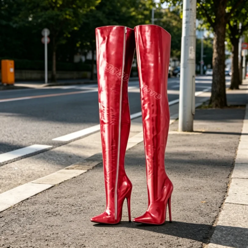 Purple Side Zipper Over Knee Boots Patent Leather British Style Casual Party Stiletto for Women Sexy Boots Zapatos Para Mujere
Purple Side Zipper Over Knee Boots Patent Leather British Style Casual Party Stiletto for Women Sexy Boots Zapatos Para Mujere