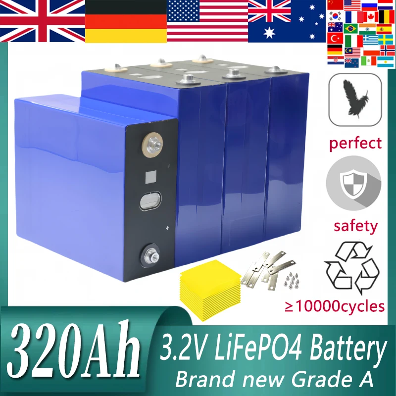 8000+ Cycles 320Ah LiFePO4 Battery 3.2V Rechargeable Lithium Iron Phosphate Cell DIY 12V 24V 48V RV EV Golf Cart Grade A Cells
8000+ Cycles 320Ah LiFePO4 Battery 3.2V Rechargeable Lithium Iron Phosphate Cell DIY 12V 24V 48V RV EV Golf Cart Grade A Cells