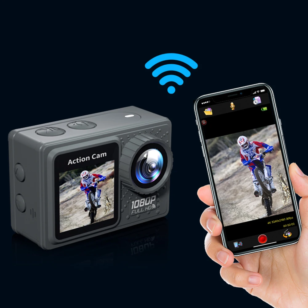 WiFi Action Camera 1080P 30FPS Recording Camera 120° Wide Angle Exercise Video Recorder with Accessories Kit
WiFi Action Camera 1080P 30FPS Recording Camera 120° Wide Angle Exercise Video Recorder with Accessories Kit