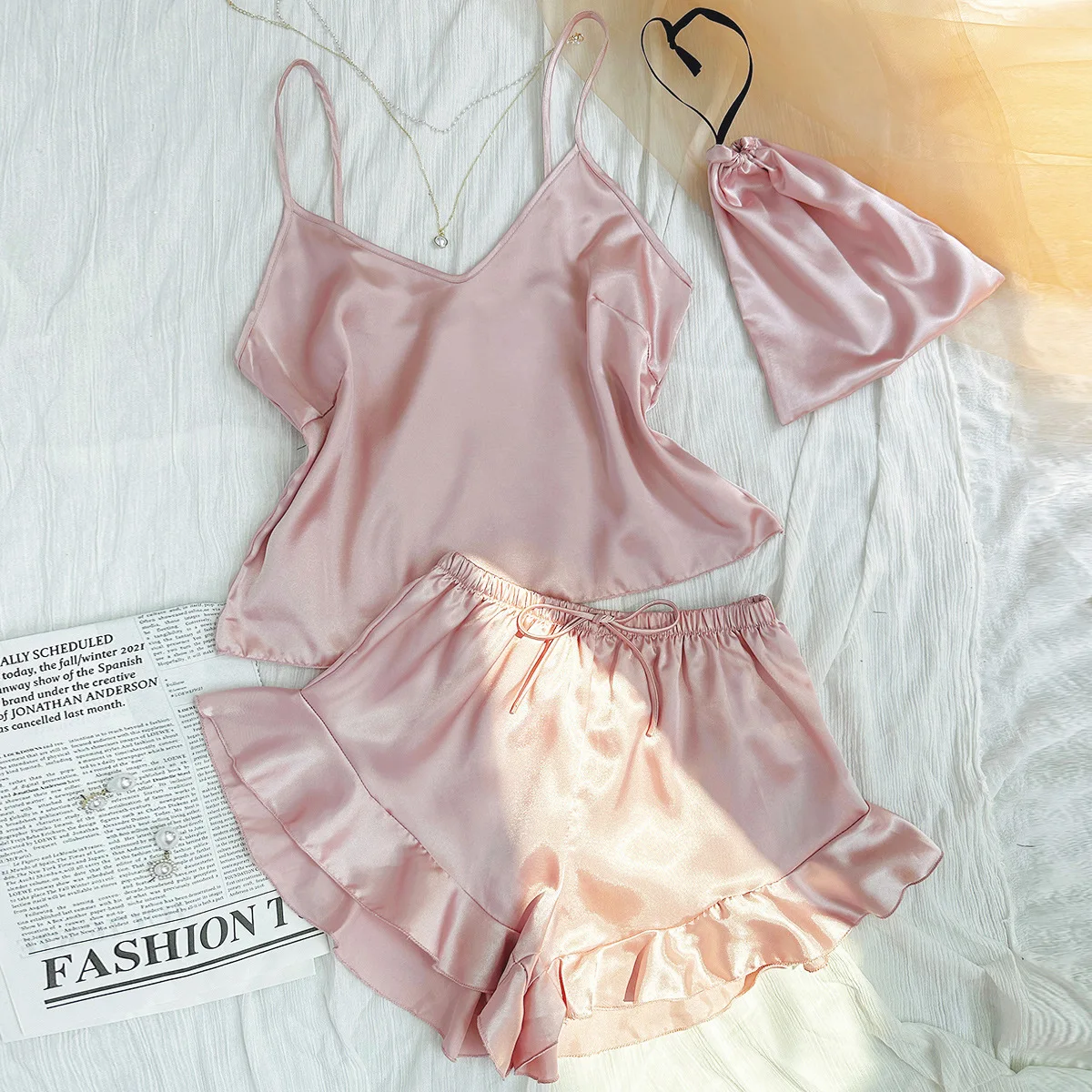 Ladies sexy suspenders dress home clothes women summer fashion vest shorts suit home silk ice silk pajamas women
Ladies sexy suspenders dress home clothes women summer fashion vest shorts suit home silk ice silk pajamas women