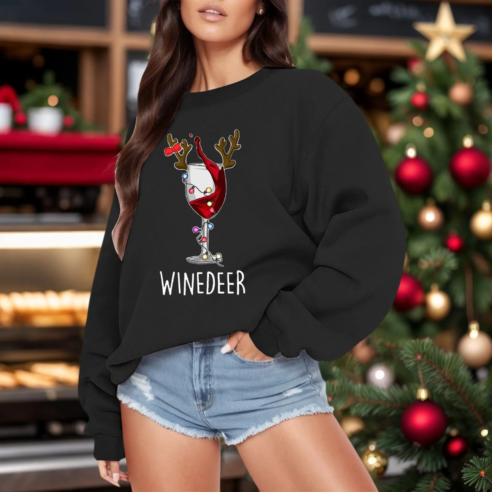 Fall Winter Women's Christmas Pullover Fashion Casual Christmas Wine Glasses Print Ladies Round Neck Sweater Pullover Top
Fall Winter Women's Christmas Pullover Fashion Casual Christmas Wine Glasses Print Ladies Round Neck Sweater Pullover Top