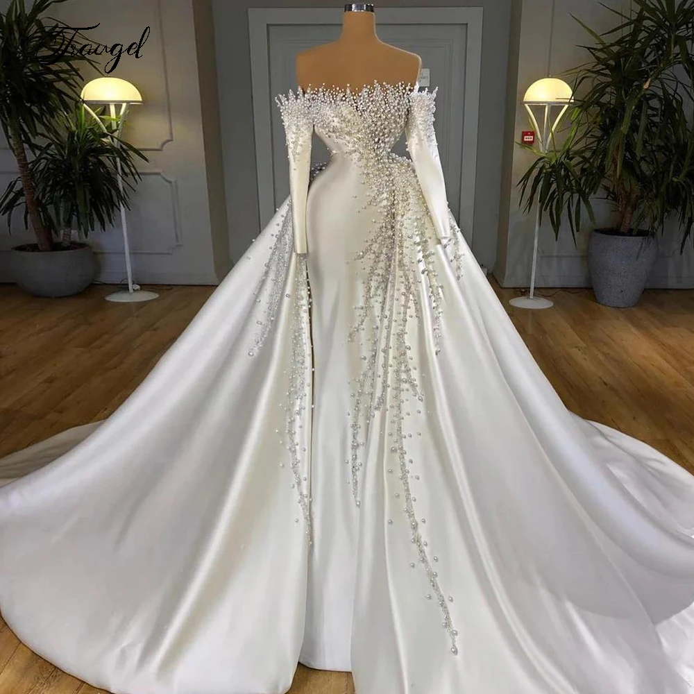 Customized Mermaid Sexy Wedding Dresses Boat Neck Vestido De Novia Lace Beaded Pearls Matte Satin 2 In 1 Chic Robe De Mariee
Customized Mermaid Sexy Wedding Dresses Boat Neck Vestido De Novia Lace Beaded Pearls Matte Satin 2 In 1 Chic Robe De Mariee