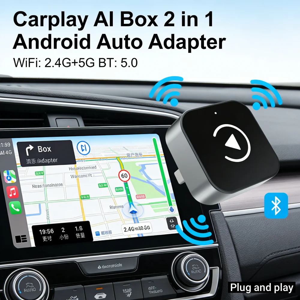 Беспроводной автомобильный адаптер CarPlay/Android 2,4G + 5G, двойной Wi-Fi, проводной и беспроводной автоматический ключ, поддерживает Siri/Google Assistant, GPS Navigat
Беспроводной автомобильный адаптер CarPlay/Android 2,4G + 5G, двойной Wi-Fi, проводной и беспроводной автоматический ключ, поддерживает Siri/Google Assistant, GPS Navigat
