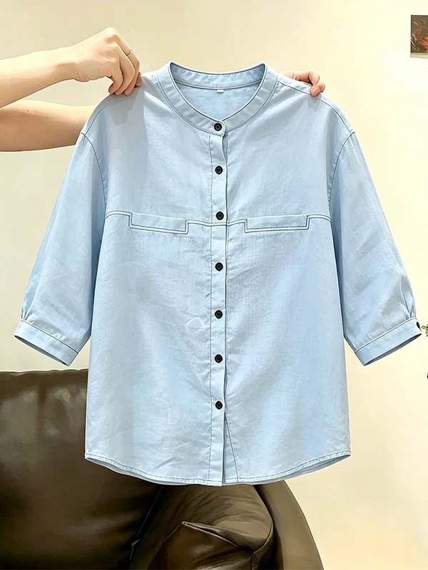 Ladies Loose Fashionable Casual Shirt Summer New Style Simple Versatile Breathable Skin-Friendly Thick Short Sleeve round Neck
Ladies Loose Fashionable Casual Shirt Summer New Style Simple Versatile Breathable Skin-Friendly Thick Short Sleeve round Neck
