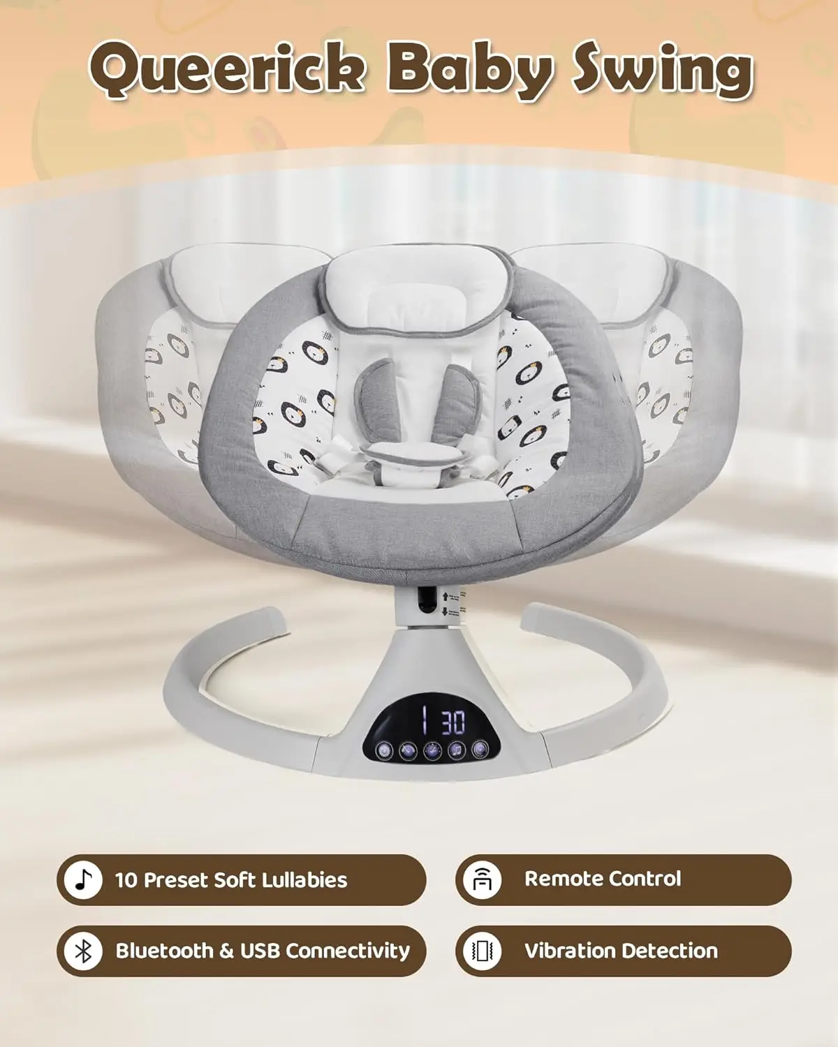 Electric Swing for Infants to Portable Swings Timing Function 5 Swing Speeds Bluetooth Touch Screen Music
Electric Swing for Infants to Portable Swings Timing Function 5 Swing Speeds Bluetooth Touch Screen Music