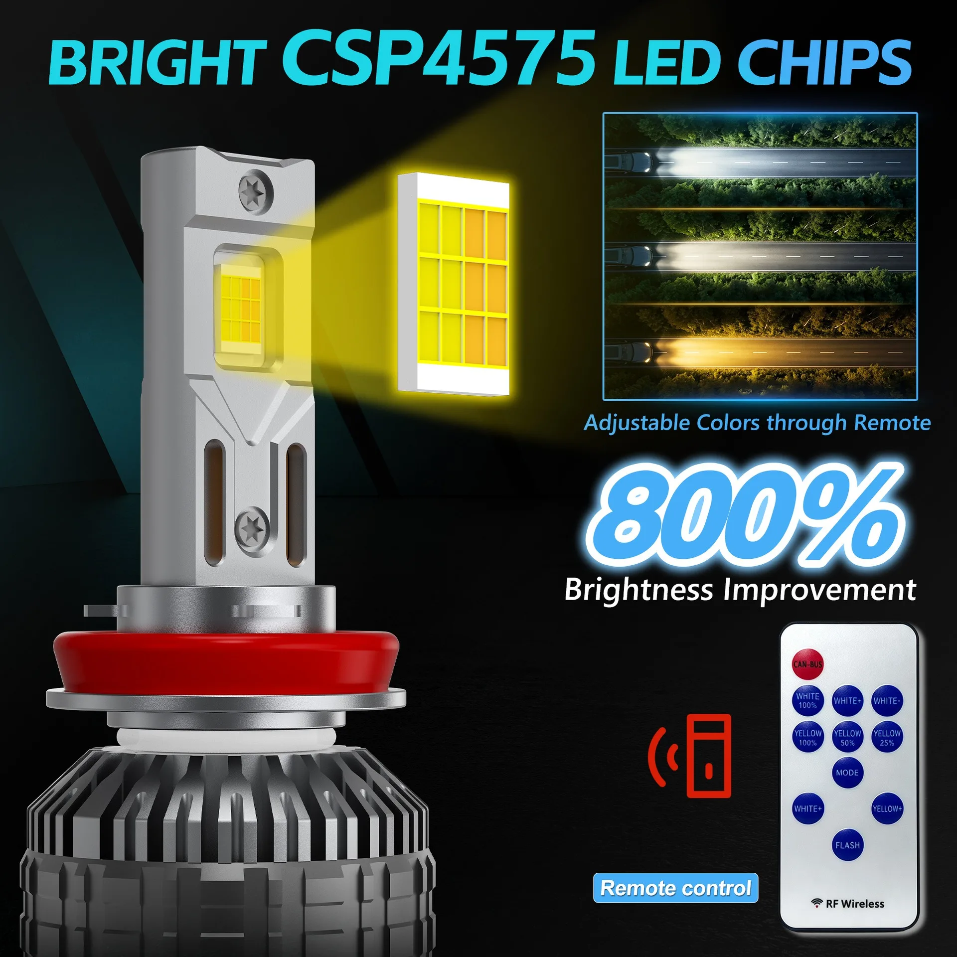 APP Controlled LED Headlight Bulbs 12V 85W H7 H18 H8 H9 HB3 HB4 HIR2 9005 9006 Fog Lamp 3000K 4300K 6000K
APP Controlled LED Headlight Bulbs 12V 85W H7 H18 H8 H9 HB3 HB4 HIR2 9005 9006 Fog Lamp 3000K 4300K 6000K
