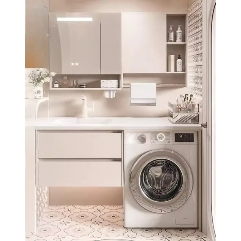 Washing machine cabinet integrated rock slab seamless integrated basin cream toilet washstand bathroom cabinet
Washing machine cabinet integrated rock slab seamless integrated basin cream toilet washstand bathroom cabinet
