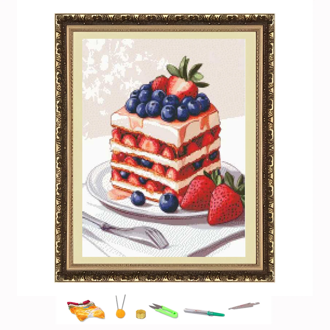 Cross Stitch Embroidery Kit Fruit Cake Thread Drawing DIY Needlework Kit Decorate Printed on Canvas11CT
Cross Stitch Embroidery Kit Fruit Cake Thread Drawing DIY Needlework Kit Decorate Printed on Canvas11CT