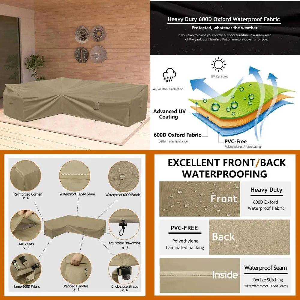 Водонепроницаемый чехол для секционного дивана на открытом воздухе 600D, чехол для мебели для патио 83x115, L-образный левый, пустынный хаки
Водонепроницаемый чехол для секционного дивана на открытом воздухе 600D, чехол для мебели для патио 83x115, L-образный левый, пустынный хаки