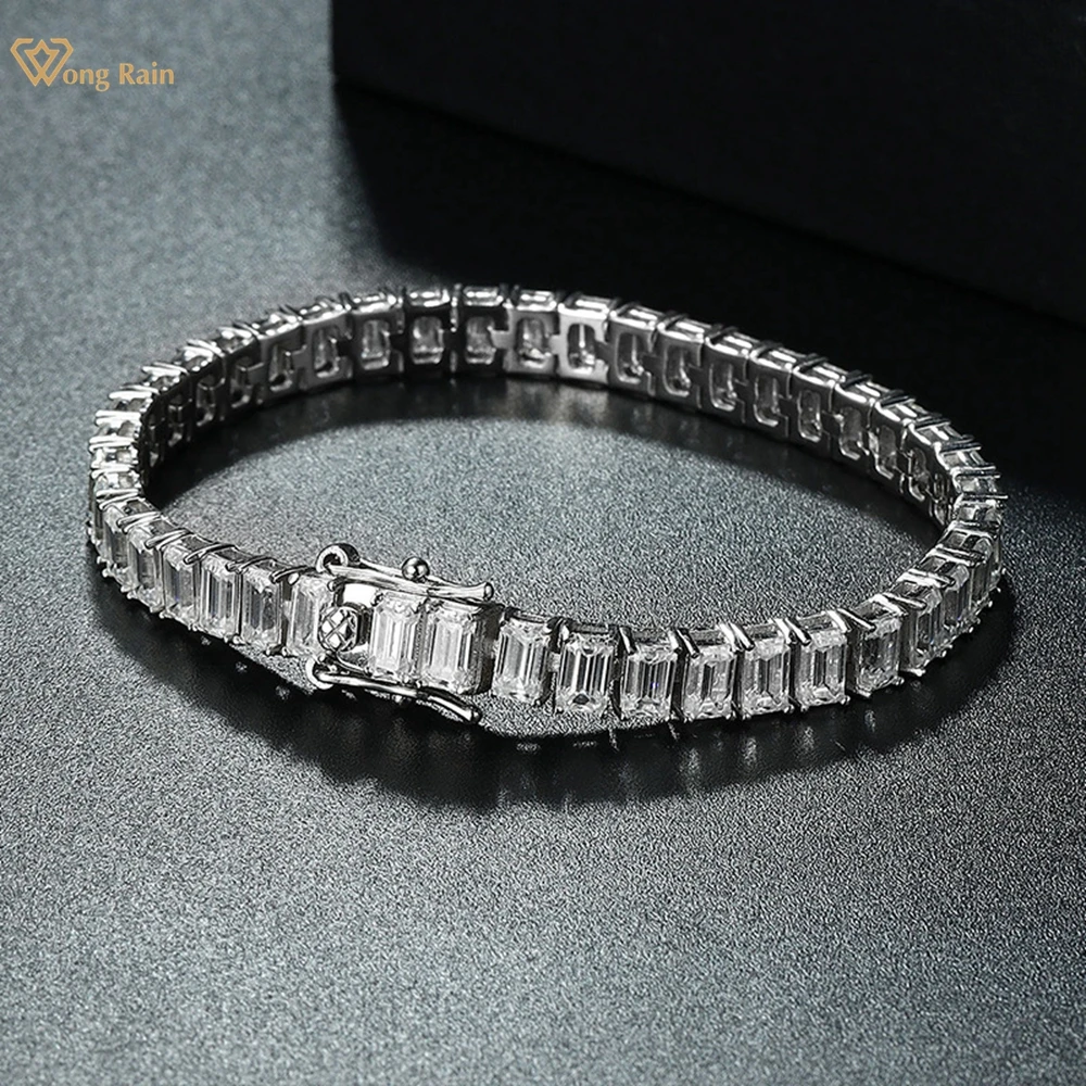 Wong Rain 100% 925 Sterling Silver 3EX D Color Emerald Cut 3*5MM Real Moissanite Diamonds Gemstone Bracelets Bangle Fine Jewelry
Wong Rain 100% 925 Sterling Silver 3EX D Color Emerald Cut 3*5MM Real Moissanite Diamonds Gemstone Bracelets Bangle Fine Jewelry