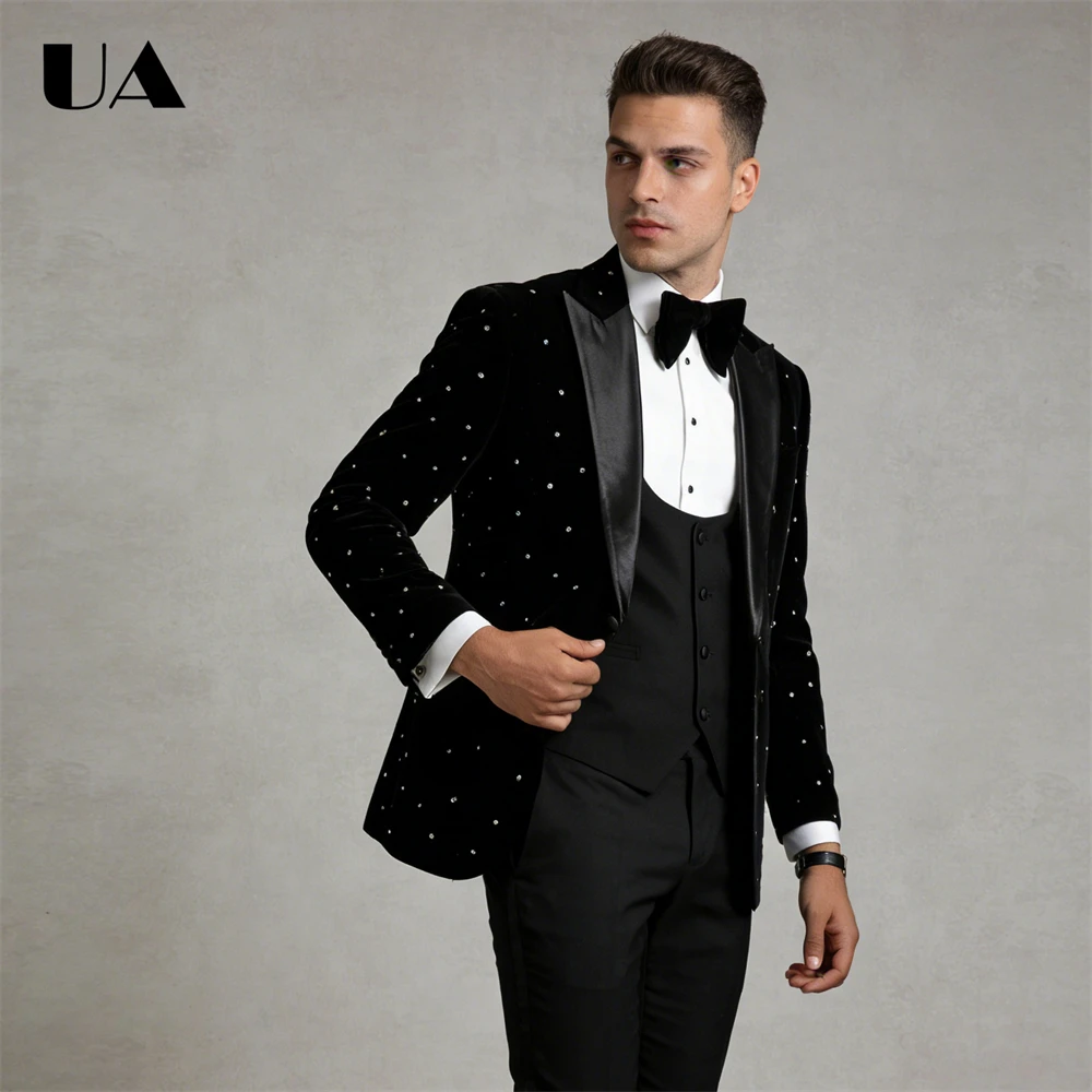 Mens Crystals Suit Set, Three Pieces Formal Prom Suit Attire, (Jacket Vest Pants ) Party Tuxedo Costume Red Carpet Tux
Mens Crystals Suit Set, Three Pieces Formal Prom Suit Attire, (Jacket Vest Pants ) Party Tuxedo Costume Red Carpet Tux