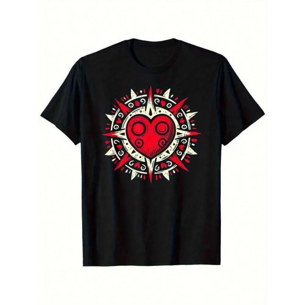 Men's Valentine's Day Emo Gothic Rock Punk T-Shirt - 100% Cotton 180gsm Red Heart Starburst Pattern Single-Sided Print Tee
Men's Valentine's Day Emo Gothic Rock Punk T-Shirt - 100% Cotton 180gsm Red Heart Starburst Pattern Single-Sided Print Tee