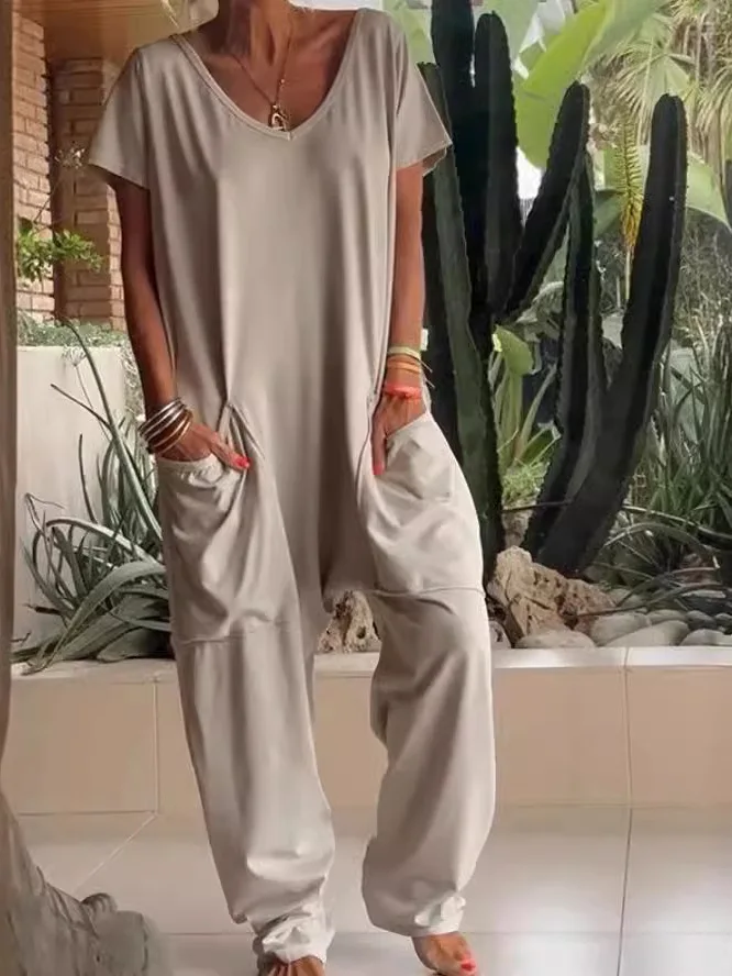 Summer Women's Color V-ne Extra Large ket Low Waist Overalls Straight Leg Pants One-Piece Suit Long Pants
Summer Women's Color V-ne Extra Large ket Low Waist Overalls Straight Leg Pants One-Piece Suit Long Pants