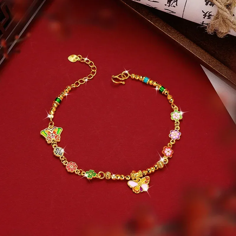 high quNew Chinese Design Style AU750 18K Real Gold Enamel Color Broken Gold Butterfly Bracelet Bouncing Di Beads Butterfly Girl
high quNew Chinese Design Style AU750 18K Real Gold Enamel Color Broken Gold Butterfly Bracelet Bouncing Di Beads Butterfly Girl