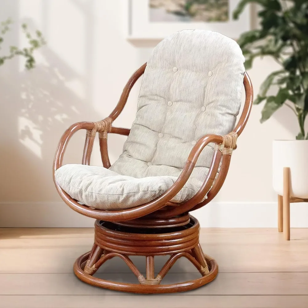 Bali Lounge Swivel Rocking Chair with Cream Cushion Natural Rattan Wicker Handmade, Colonial, Customized
Bali Lounge Swivel Rocking Chair with Cream Cushion Natural Rattan Wicker Handmade, Colonial, Customized