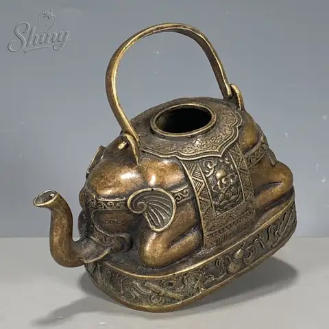 Antique Copper Kettle Elephant Lucky Elephant Antique Teapot Pot Old Crafts Home Auspicious Ornaments